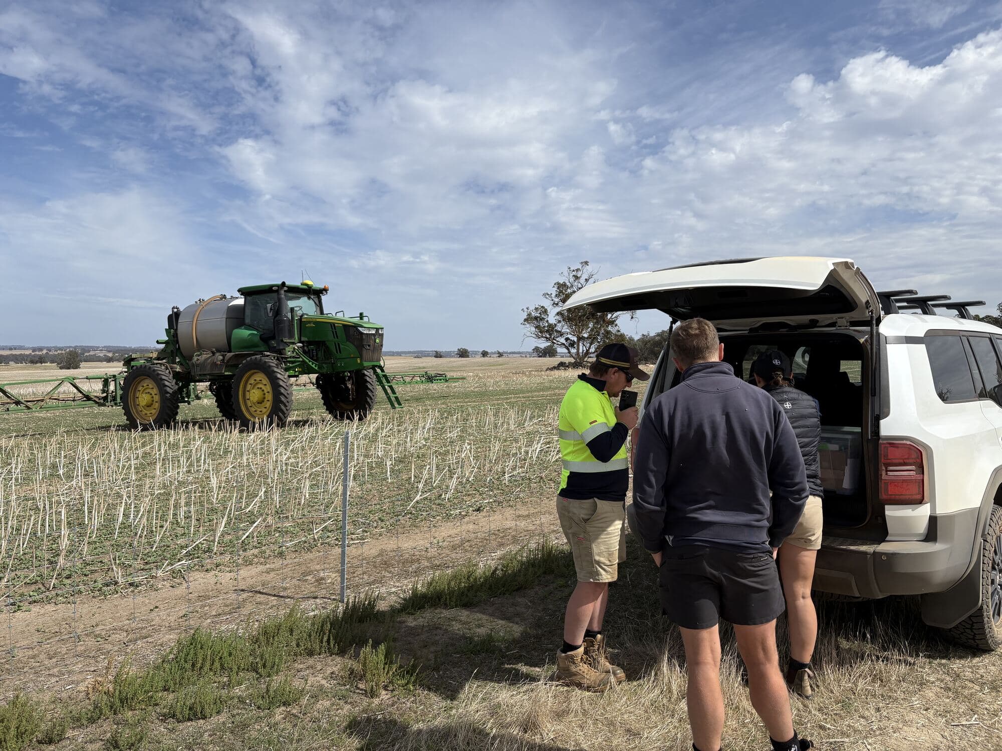 Farmer with spray equipment